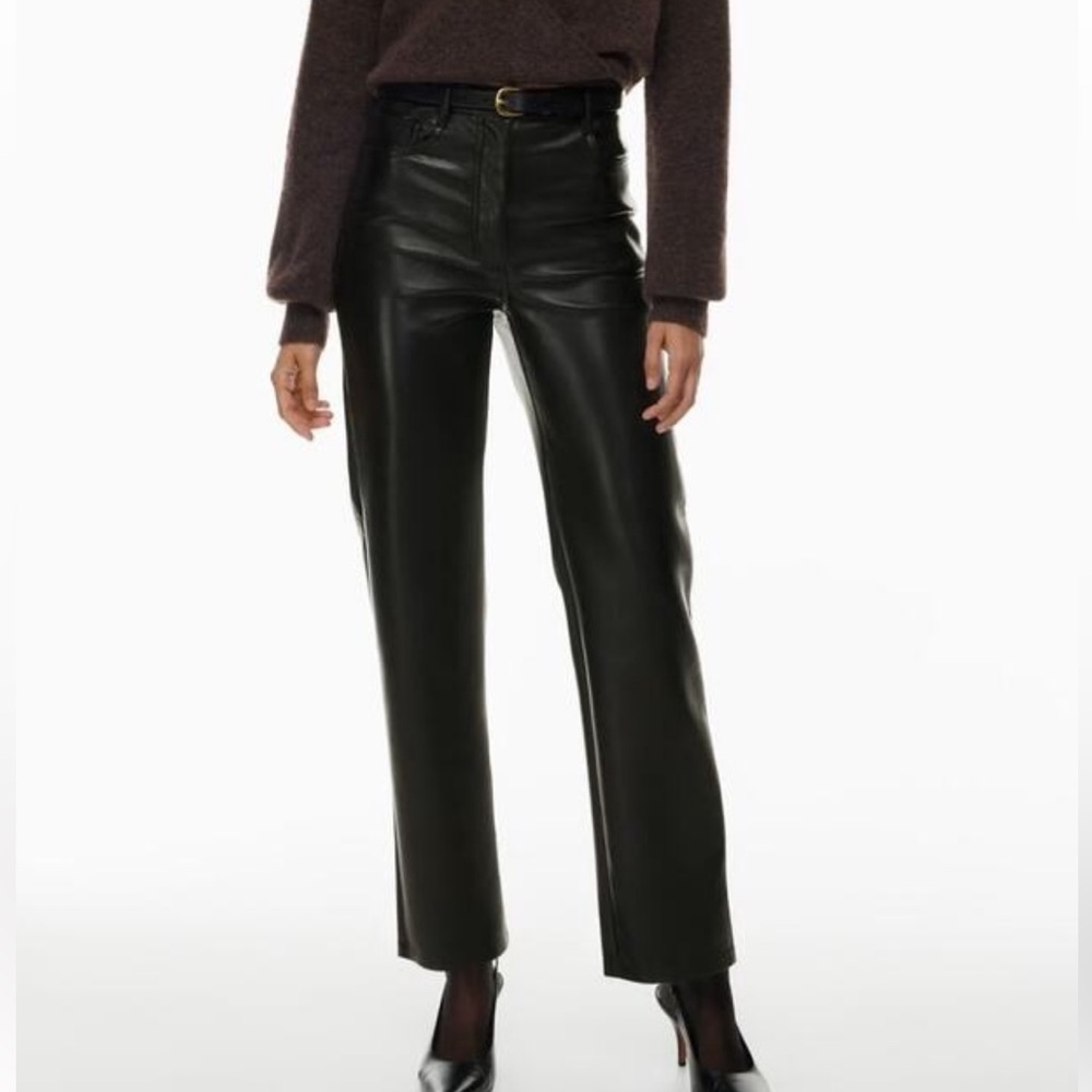 MELINA Pants by Aritzia, Black vegan leather trouser, size 6